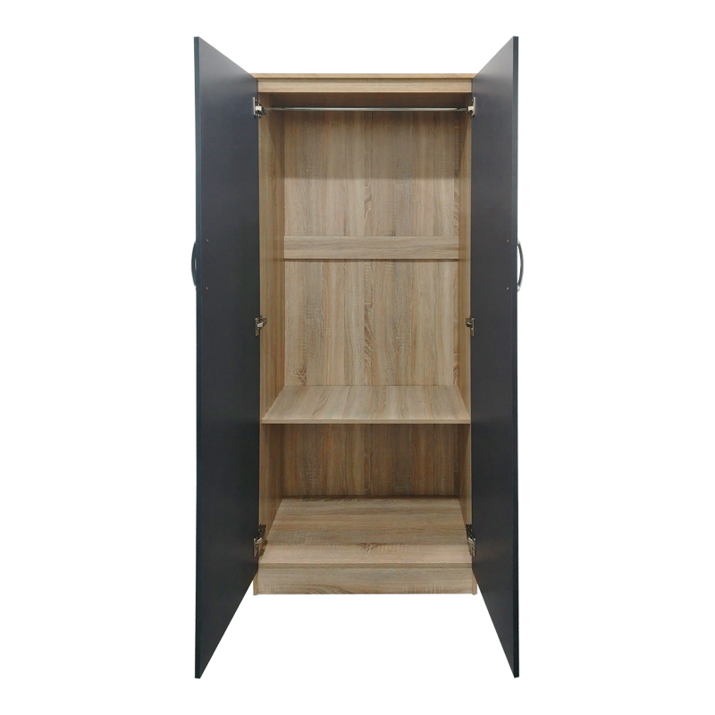 Ντουλάπα εξάφυλλη με πατάρι Athos pakoworld sonoma-ανθρακί 240x42x240εκ **
