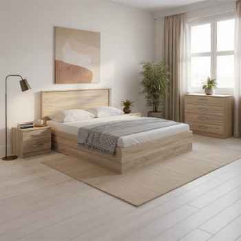 Σετ Κρεβατοκάμαρας Athos Sonoma με Κρεβάτι 160x200εκ Σετ 4τεμ **