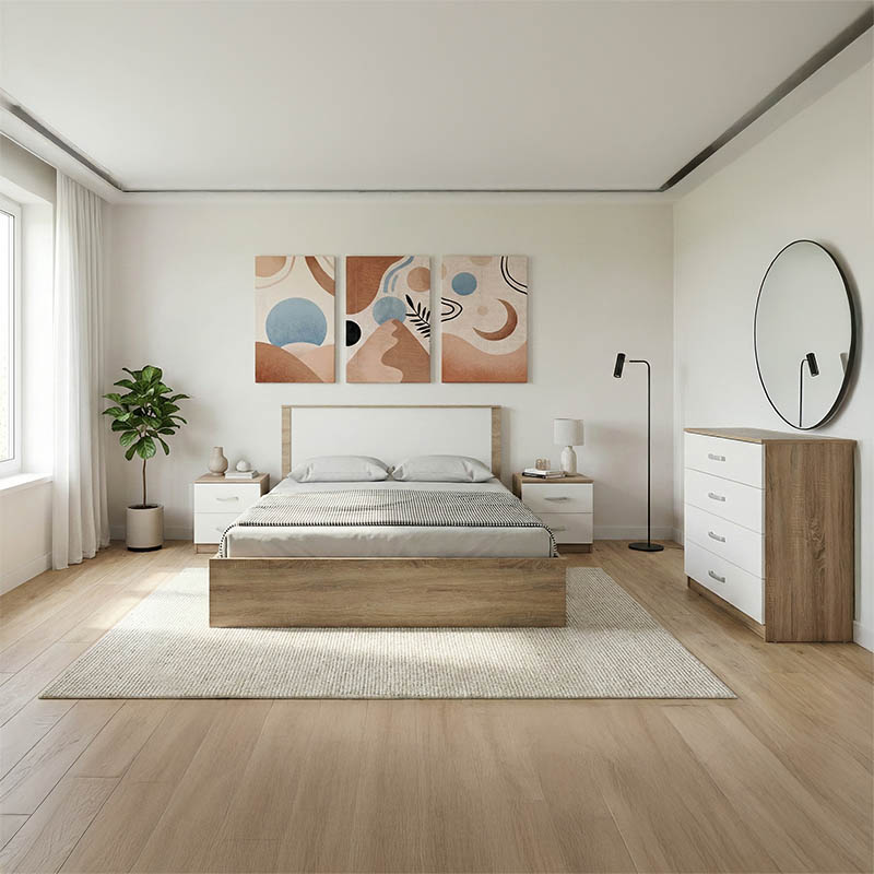 Σετ Κρεβατοκάμαρας Athos Sonoma Λευκό με Κρεβάτι 160x200εκ Σετ 4τεμ ** Σετ Κρεβατοκάμαρας Athos Sonoma Λευκό με Κρεβάτι 160x200εκ Σετ 4τεμ **