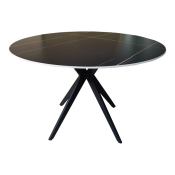 Τραπέζι Orbital pakoworld sintered stone μαύρη όψη μαρμάρου με μαύρα μεταλλικά πόδια Φ120x76εκ ** Τραπέζι Orbital pakoworld sintered stone μαύρη όψη μαρμάρου με μαύρα μεταλλικά πόδια Φ120x76εκ **