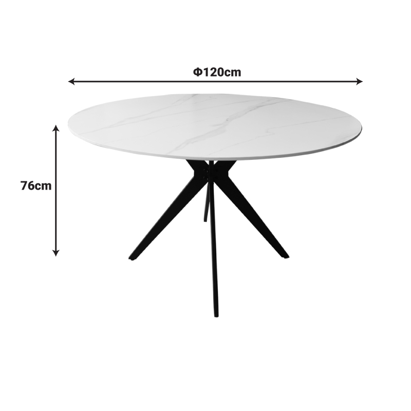 Τραπέζι Orbital pakoworld sintered stone μαύρη όψη μαρμάρου με μαύρα μεταλλικά πόδια Φ120x76εκ **