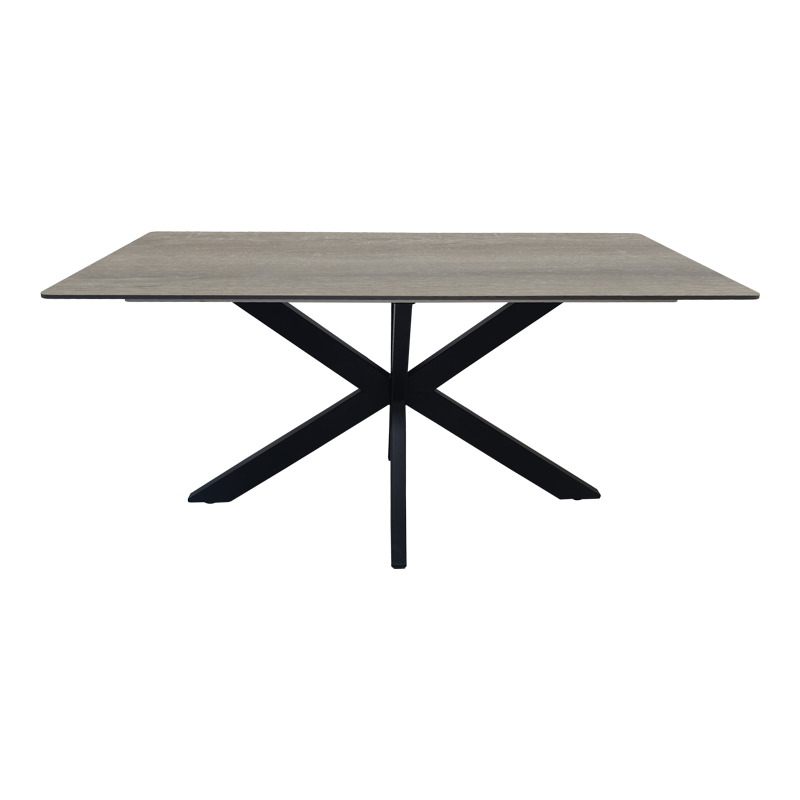Τραπέζι Bethan pakoworld sonoma με γκρι mdf και μαύρο μέταλλο 180x90x75εκ ** Τραπέζι Bethan pakoworld sonoma με γκρι mdf και μαύρο μέταλλο 180x90x75εκ **