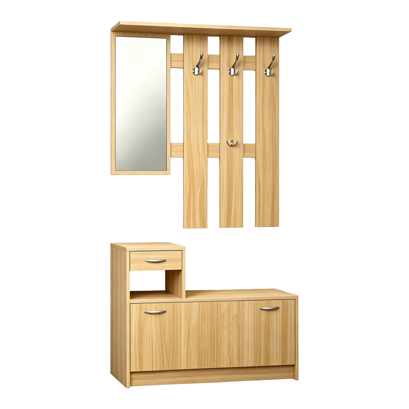 Έπιπλο εισόδου Jentia pakoworld  με καθρέπτη sonoma MDF 113x100x89εκ **
