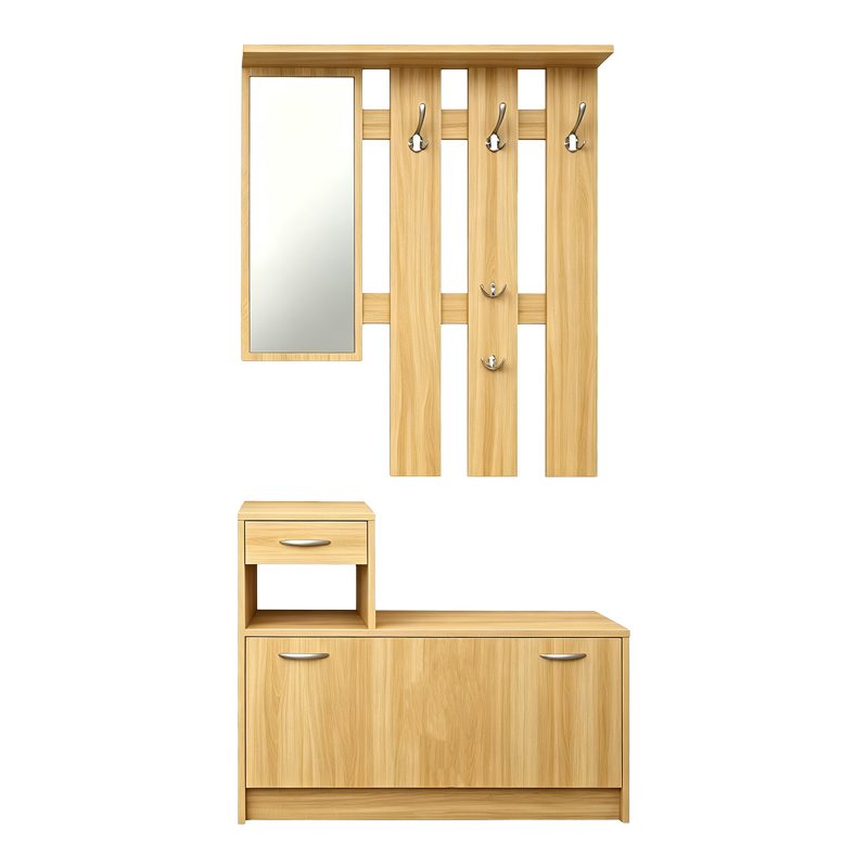 Έπιπλο εισόδου Jentia pakoworld  με καθρέπτη sonoma MDF 113x100x89εκ **